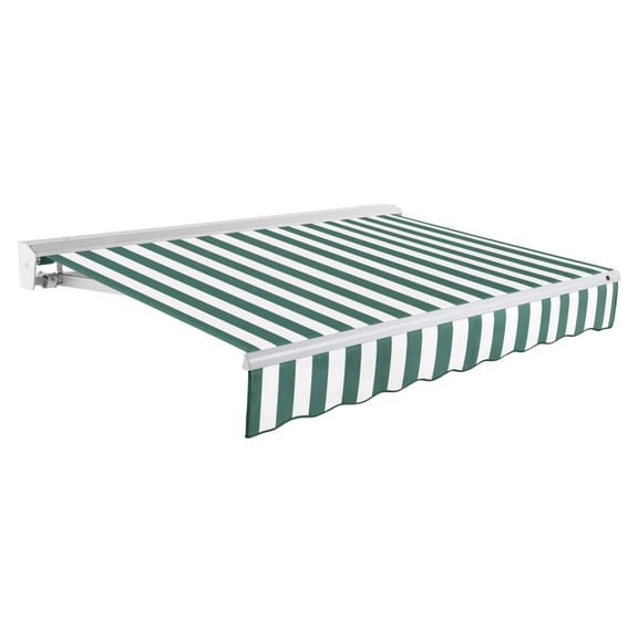 Awntech 8' x 6.5' Destin Right Motorized Patio Retractable Awning, Forest/White Stripe