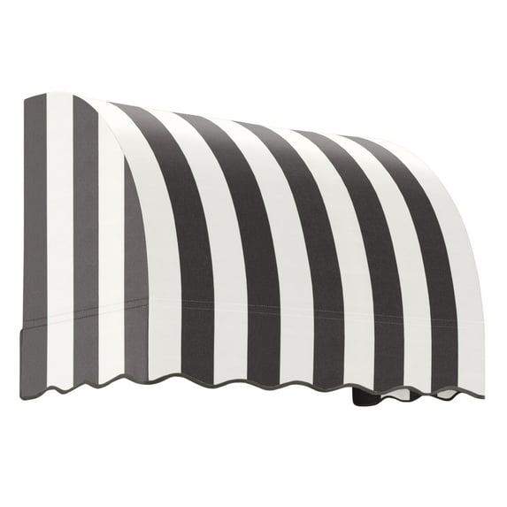 Awntech 3.38 Ft Savannah Waterfall Closed-Sides Awning Canopy (40.5in x 31in x 24in), Black/White Stripe