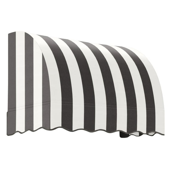 Awntech 3.38 Ft Savannah Waterfall Closed-Sides Awning Canopy (40.5in x 31in x 24in), Black/White Stripe
