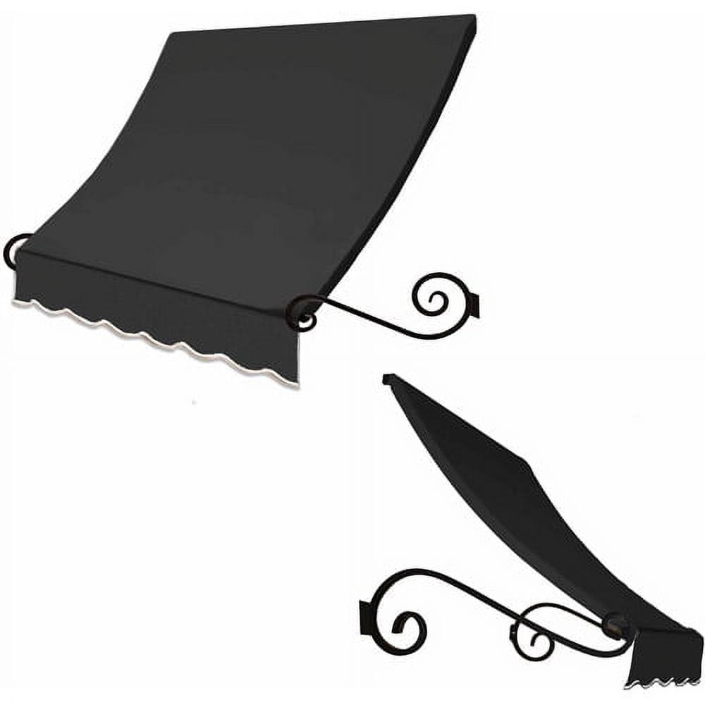 Charleston Black Scrolled Arms Window/Door Awning, 76.5"W x 36"D