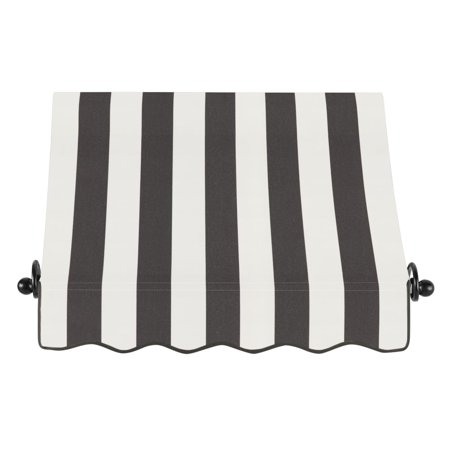 Awntech Charleston Fixed Awning, 40.5" x 24" x 24", Black/White Stripe