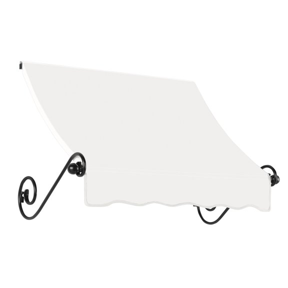 Awntech 3.38 Ft Charleston Sloped Fixed Awning with Scrolled Iron Arms (40.5in x 36in x 36in), White