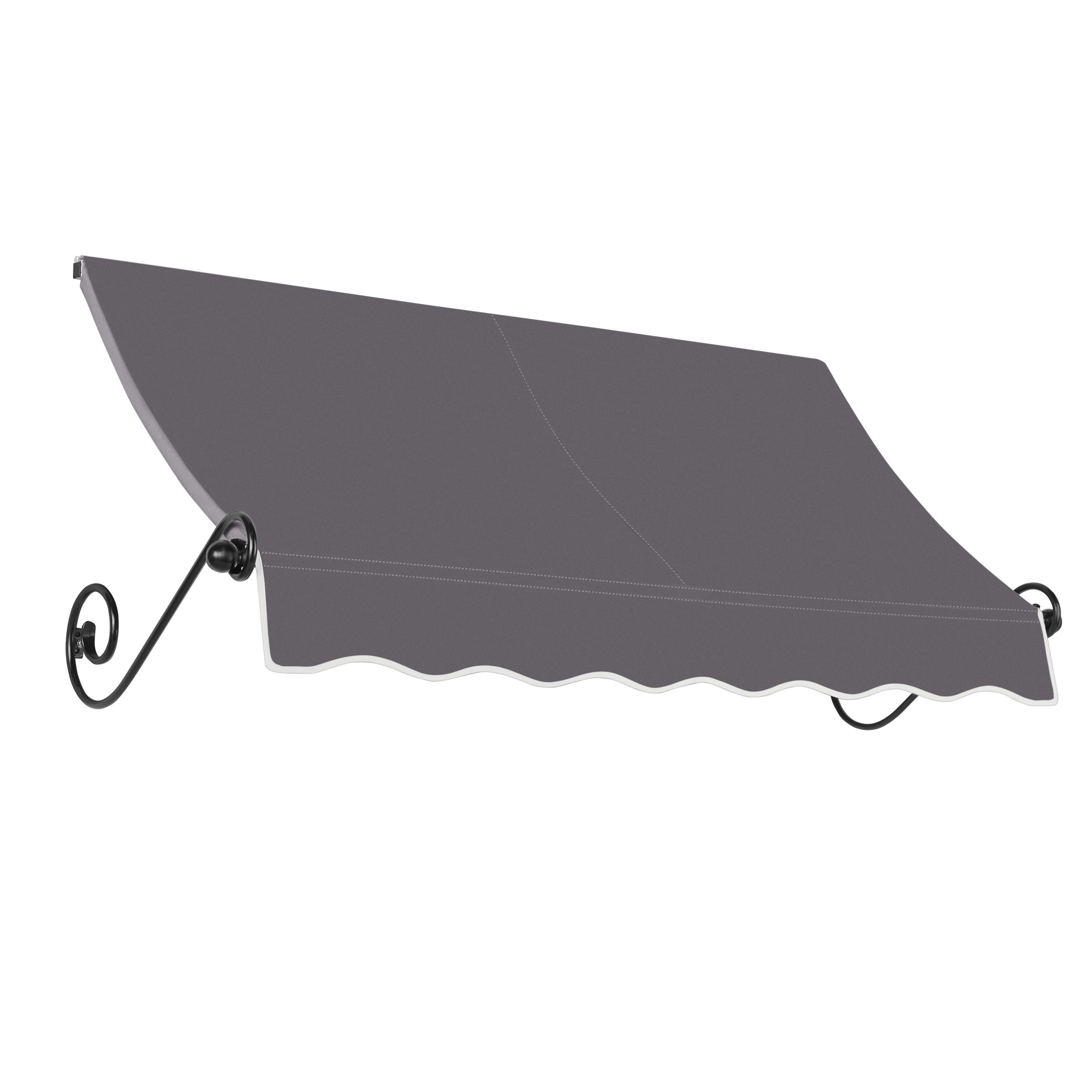 Charleston Black Scrolled Arms Window/Door Awning, 76.5"W x 36"D