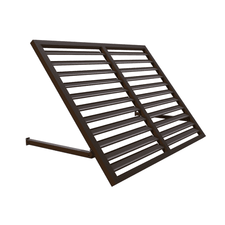 Awntech 8.38 Ft Charleston Sloped Fixed Awning with Scrolled Iron Arms (100.5in x 24in x 24in), Black/White Stripe
