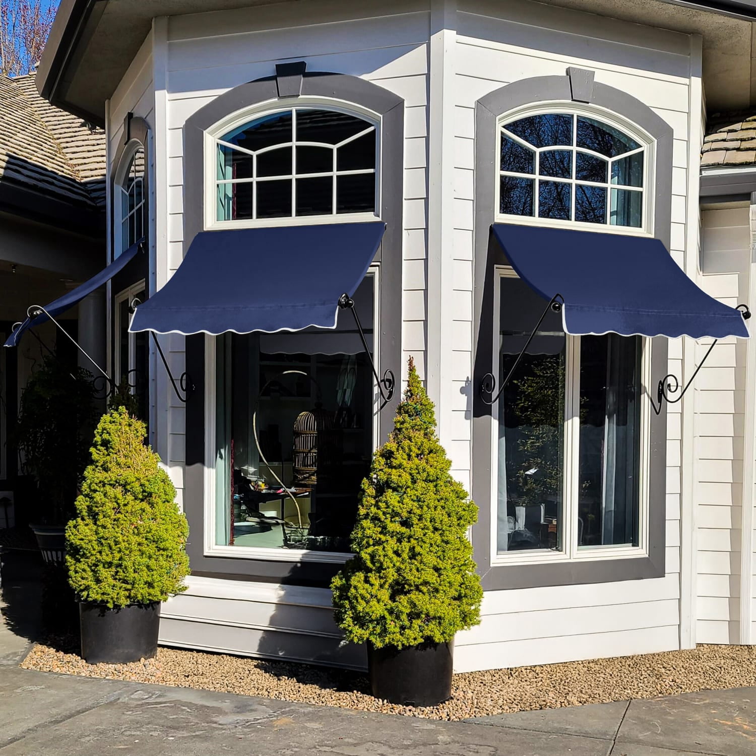 Awntech Charleston Fixed Awning, 64.5" x 36" x 36", Navy