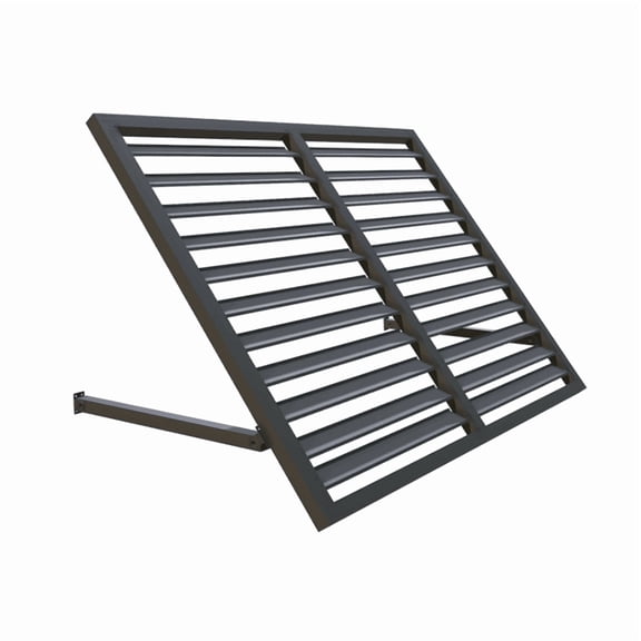 Awntech 4.38 Ft Charleston Sloped Fixed Awning with Scrolled Iron Arms (52.5in x 18in x 36in), Gunmetal