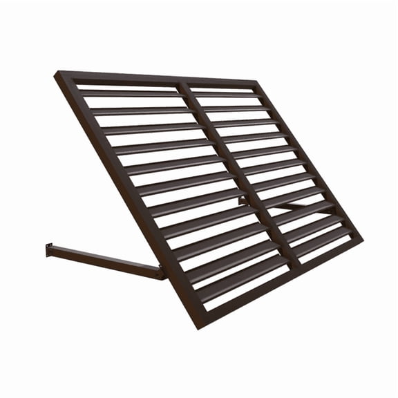 Awntech 4.38 Ft Charleston Sloped Fixed Awning with Scrolled Iron Arms (52.5in x 18in x 36in), Brown