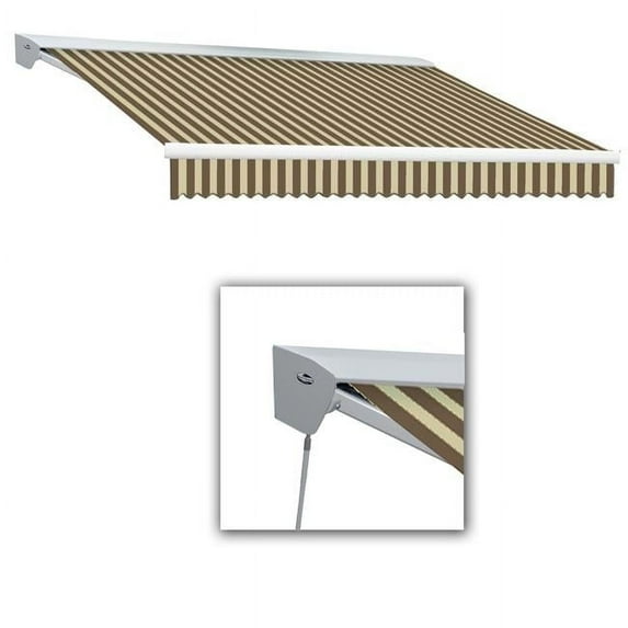 Awntech DTR18-US-BRNT 18 ft. Destin with Hood Right Motor & Remote Retractable Awning, Brown & Tan - 120 in.
