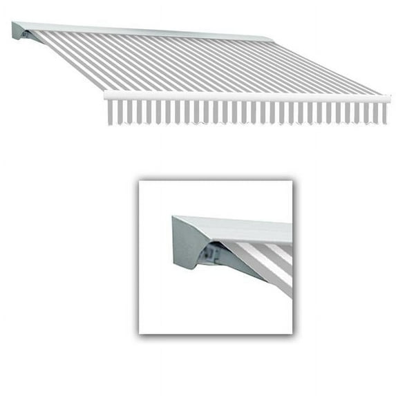 Awntech DTR18-US-GW 18 ft. Destin with Hood Right Motor & Remote Retractable Awning, Gray & White - 120 in.