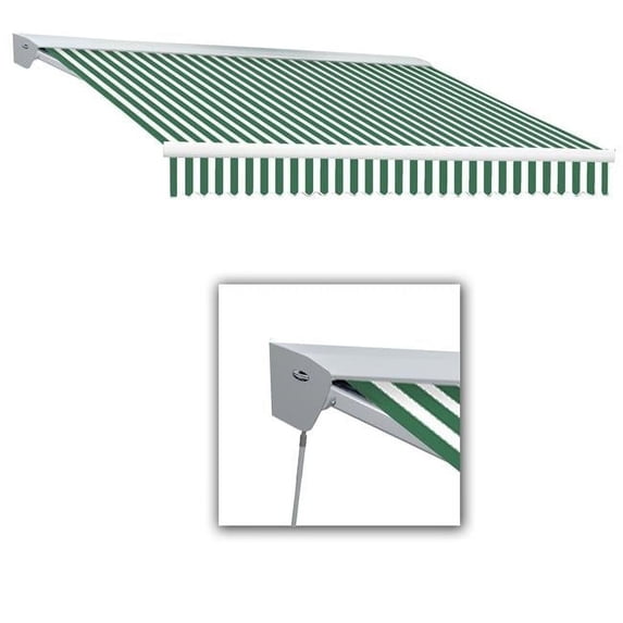 Awntech DTR24-US-FW 24 ft. Destin with Hood Right Motor & Remote Retractable Awning, Forest Green & White - 120 in.