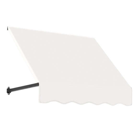 Awntech 3.38 Ft Dallas Retro Straight Slope Fixed Awning with Anodized Arms (40.5in x 18in x 36in), White