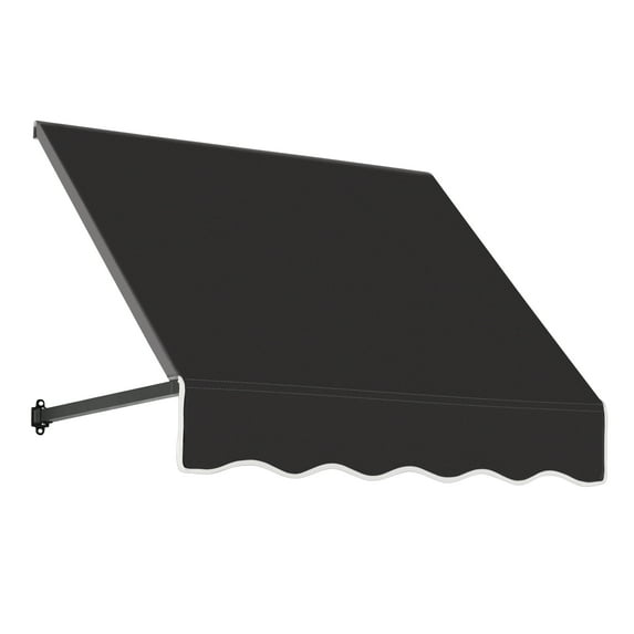 Awntech 3.38 Ft Dallas Retro Straight Slope Fixed Awning with Anodized Arms (40.5in x 31in x 24in), Black
