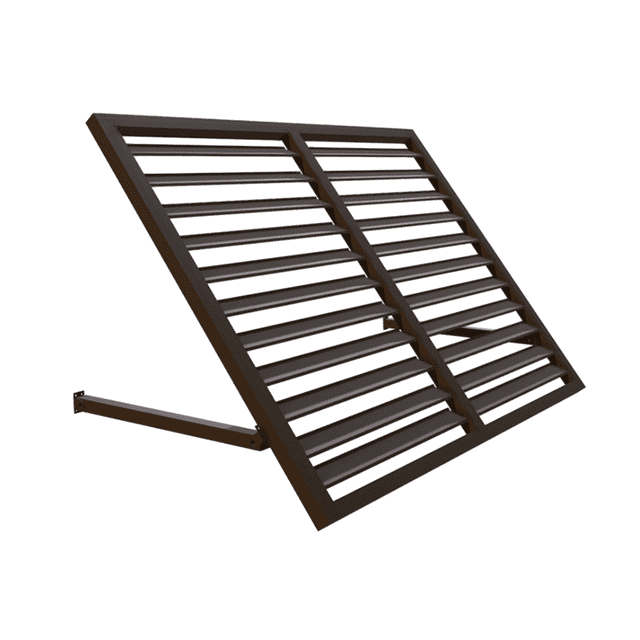Awntech 8.38 Ft Dallas Retro Straight Slope Fixed Awning with Anodized Arms (100.5in x 31in x 24in), Forest/White Stripe