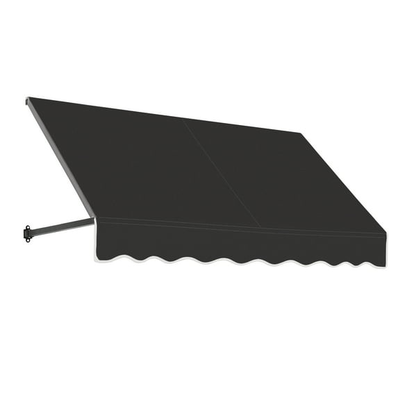 Awntech 6.38 Ft Dallas Retro Straight Slope Fixed Awning with Anodized Arms (76.5in x 18in x 36in), Black