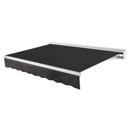 Awntech 14 Ft Destin Left Motorized Heavy Duty Patio Retractable Awning with Protective Hood (168in x 10.38in x 120in), Black