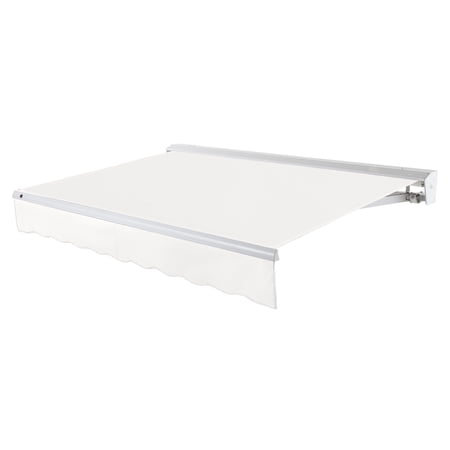 Awntech 18 Ft Destin Left Motorized Heavy Duty Patio Retractable Awning with Protective Hood (216in x 10.38in x 120in), White