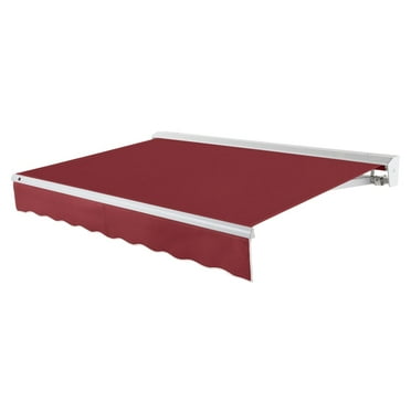 Awntech 18 Ft Destin Left Motorized Heavy Duty Patio Retractable Awning with Protective Hood (216in x 10.38in x 120in), Burgundy