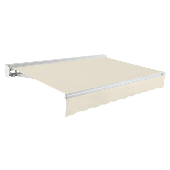 Awntech 24 Ft Destin Manual Heavy Duty Patio Retractable Awning with Protective Hood (288in x 10.38in x 120in), Linen