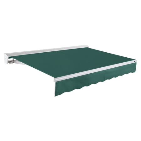 Awntech 8 Ft Destin Right Motorized Heavy Duty Patio Retractable Awning with Protective Hood (96in x 10.38in x 78in), Forest