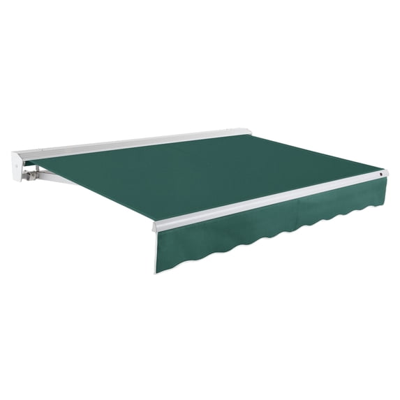 Awntech 8 Ft Destin Right Motorized Heavy Duty Patio Retractable Awning with Protective Hood (96in x 10.38in x 78in), Forest