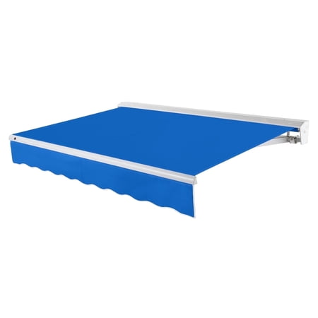 Awntech 20 Ft Destin Left Motorized Heavy Duty Patio Retractable Awning with Protective Hood (240in x 10.38in x 120in), Bright Blue