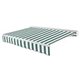 thumbnail image 1 of Awntech 12 Ft Destin Left Motorized Heavy Duty Patio Retractable Awning with Protective Hood (144in x 10.38in x 120in), Forest/White Stripe, 1 of 8