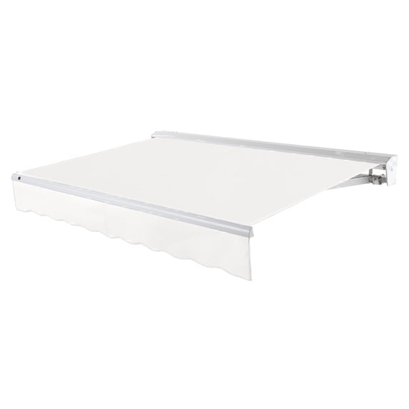 Awntech 24 Ft Destin Left Motorized Heavy Duty Patio Retractable Awning with Protective Hood (288in x 10.38in x 120in), White