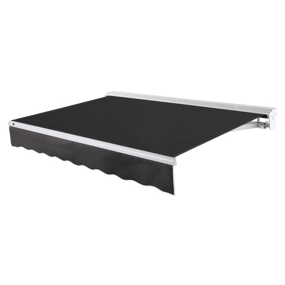 Awntech 10 Ft Destin Left Motorized Heavy Duty Patio Retractable Awning with Protective Hood (120in x 10.38in x 96in), Black