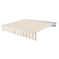thumbnail image 1 of Awntech 18 Ft Destin Left Motorized Heavy Duty Patio Retractable Awning with Protective Hood (216in x 10.38in x 120in), Linen/White Stripe, 1 of 8