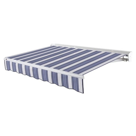 Awntech Destin Left Motorized Retractable Awning, 10' x 8', Navy/Gray/White Multi