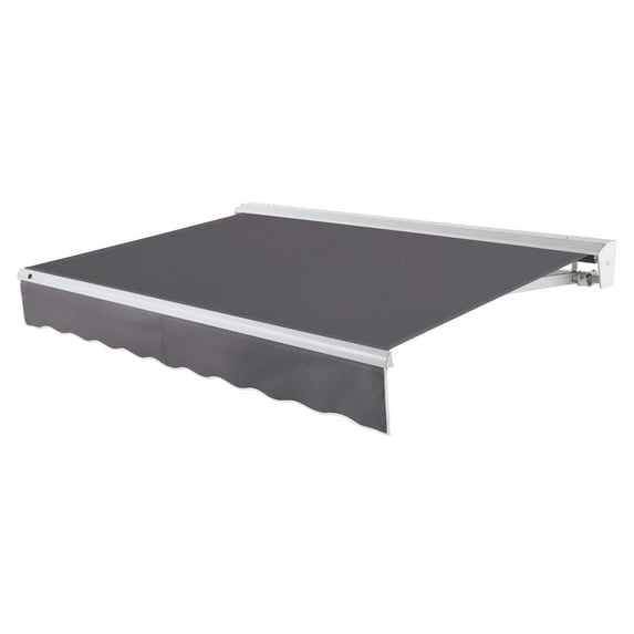 Awntech 12 Ft Destin Left Motorized Heavy Duty Patio Retractable Awning with Protective Hood (144in x 10.38in x 120in), Gunmetal