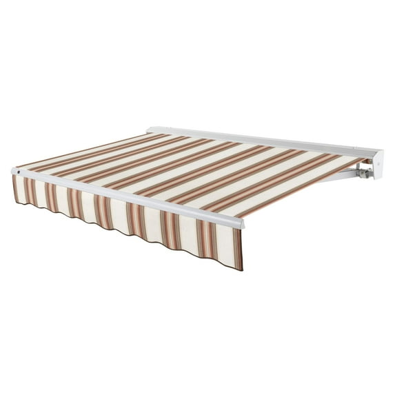 Awntech 16 Ft Destin Left Motorized Heavy Duty Patio Retractable Awning with Protective Hood (192in x 10.38in x 120in), Brown/Tan/Terracotta Multi