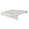 thumbnail image 1 of Awntech 24 Ft Destin Left Motorized Heavy Duty Patio Retractable Awning with Protective Hood (288in x 10.38in x 120in), Gray/White Stripe, 1 of 8