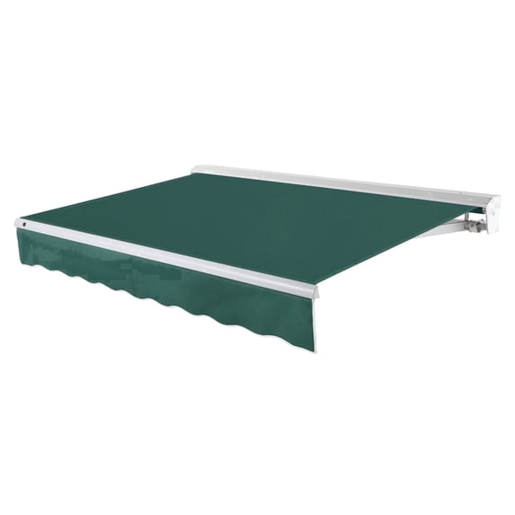 Awntech 14 Ft Destin Left Motorized Heavy Duty Patio Retractable Awning with Protective Hood (168in x 10.38in x 120in), Forest