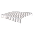 thumbnail image 1 of Awntech 12 Ft Destin Left Motorized Heavy Duty Patio Retractable Awning with Protective Hood (144in x 10.38in x 120in), Gray/White Stripe, 1 of 8