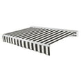 thumbnail image 1 of Awntech 24 Ft Destin Left Motorized Heavy Duty Patio Retractable Awning with Protective Hood (288in x 10.38in x 120in), Black/White Stripe, 1 of 8