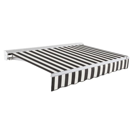 Awntech 20 Ft Destin Manual Heavy Duty Patio Retractable Awning with Protective Hood (240in x 10.38in x 120in), Black/White Stripe