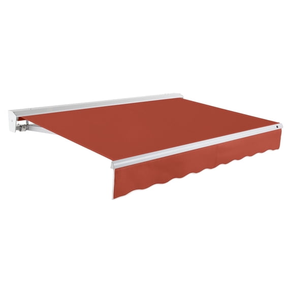 Awntech 18 Ft Destin Manual Heavy Duty Patio Retractable Awning with Protective Hood (216in x 10.38in x 120in), Terracotta