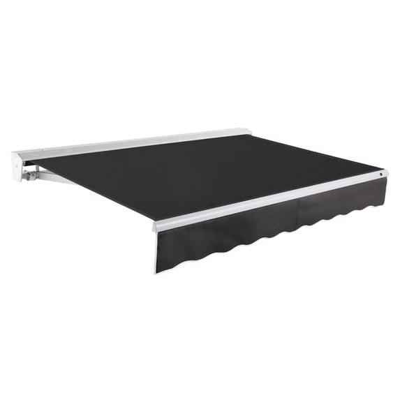 Awntech 18 Ft Destin Manual Heavy Duty Patio Retractable Awning with Protective Hood (216in x 10.38in x 120in), Black
