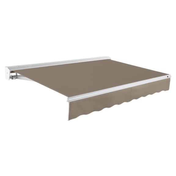 Awntech 10 Ft Destin Manual Heavy Duty Patio Retractable Awning with Protective Hood (120in x 10.38in x 96in), Taupe