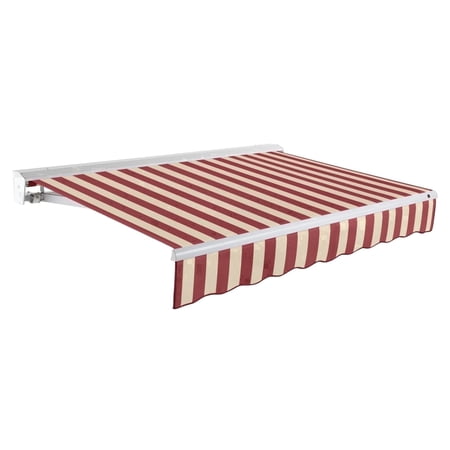 Awntech Destin Manual Retractable Awning, 14' x 10', Burgundy/Tan Stripe