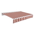 thumbnail image 1 of Awntech 12 Ft Destin Right Motorized Heavy Duty Patio Retractable Awning with Protective Hood (144in x 10.38in x 120in), Burgundy/Tan Stripe, 1 of 9