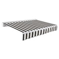 thumbnail image 1 of Awntech 8 Ft Destin Right Motorized Heavy Duty Patio Retractable Awning with Protective Hood (96in x 10.38in x 78in), Black/White Stripe, 1 of 9