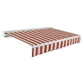 thumbnail image 1 of Awntech 24 Ft Destin Right Motorized Heavy Duty Patio Retractable Awning with Protective Hood (288in x 10.38in x 120in), Burgundy/Tan Stripe, 1 of 9