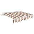 thumbnail image 1 of Awntech 24 Ft Destin Right Motorized Heavy Duty Patio Retractable Awning with Protective Hood (288in x 10.38in x 120in), Brown/Tan/Terracotta Multi, 1 of 9