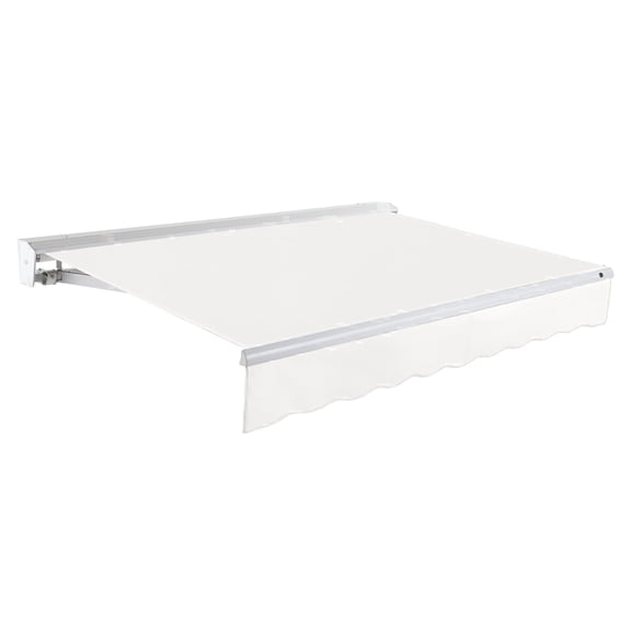 Awntech 8 Ft Destin Right Motorized Heavy Duty Patio Retractable Awning with Protective Hood (96in x 10.38in x 78in), White