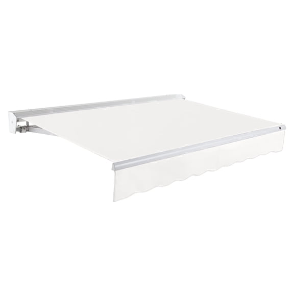 Awntech 8 Ft Destin Right Motorized Heavy Duty Patio Retractable Awning with Protective Hood (96in x 10.38in x 78in), White