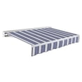 thumbnail image 1 of Awntech 8 Ft Destin Right Motorized Heavy Duty Patio Retractable Awning with Protective Hood (96in x 10.38in x 78in), Navy/Gray/White Multi, 1 of 9