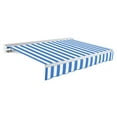 thumbnail image 1 of Awntech 16 Ft Destin Right Motorized Heavy Duty Patio Retractable Awning with Protective Hood (192in x 10.38in x 120in), Bright Blue/White Stripe, 1 of 9