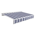 thumbnail image 1 of Awntech 12 Ft Destin Right Motorized Heavy Duty Patio Retractable Awning with Protective Hood (144in x 10.38in x 120in), Navy/Gray/White Multi, 1 of 9
